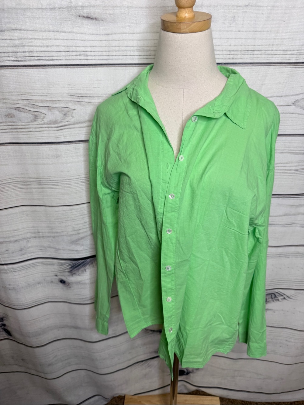 Velvet by Graham & Spencer Bright Lime Button-Down cotton Shirt